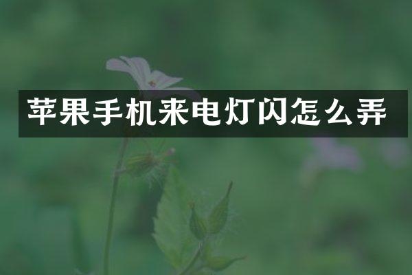 苹果手机来电灯闪怎么弄