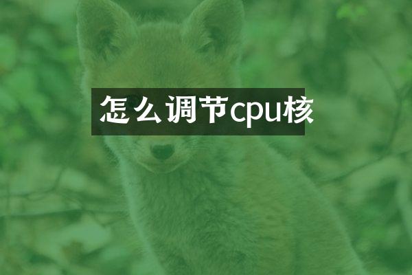 怎么调节cpu核