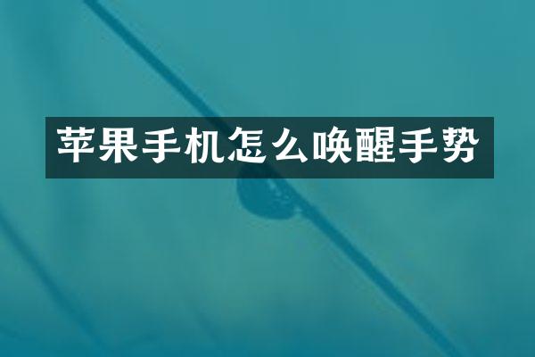 苹果手机怎么唤醒手势