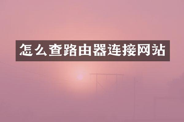 怎么查路由器连接网站