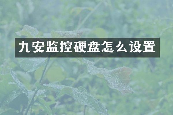 九安监控硬盘怎么设置
