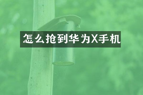 怎么抢到华为X手机