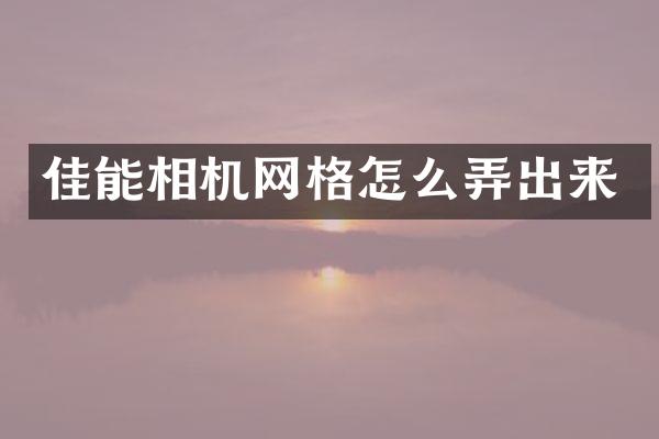 佳能相机网格怎么弄出来