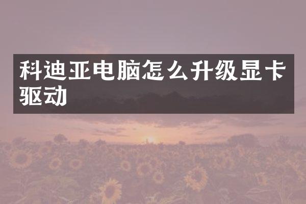 科迪亚电脑怎么升级显卡驱动