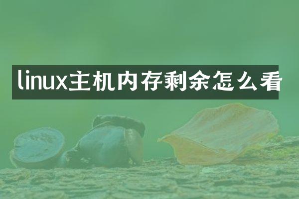 linux主机内存剩余怎么看