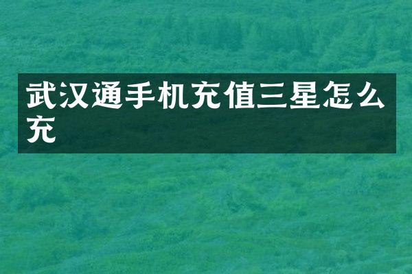 武汉通手机充值三星怎么充