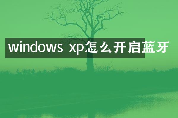 windows xp怎么开启蓝牙