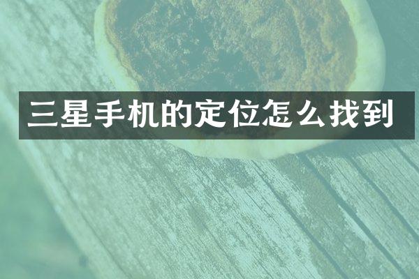 三星手机的定位怎么找到