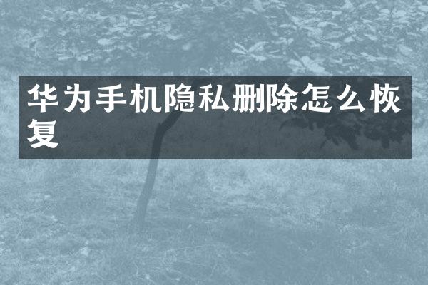 华为手机隐私删除怎么恢复