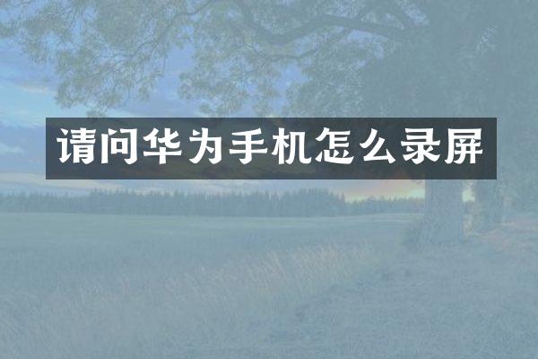 请问华为手机怎么录屏