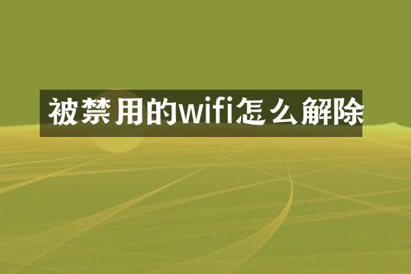 被禁用的wifi怎么解除