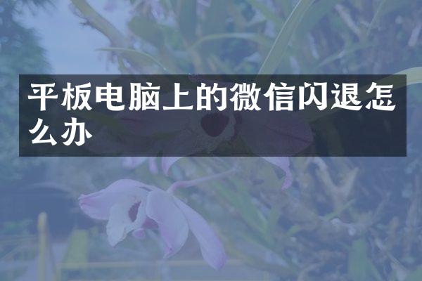 平板电脑上的微信闪退怎么办