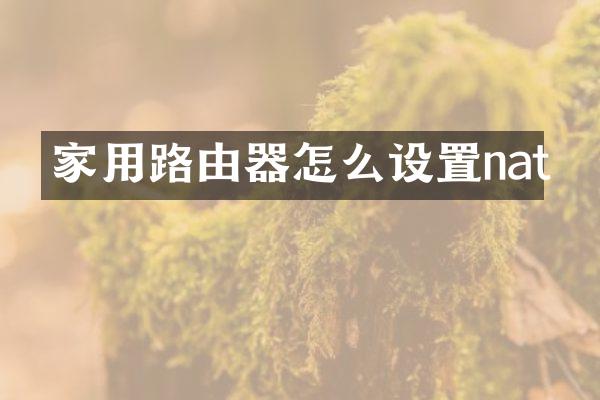 家用路由器怎么设置nat