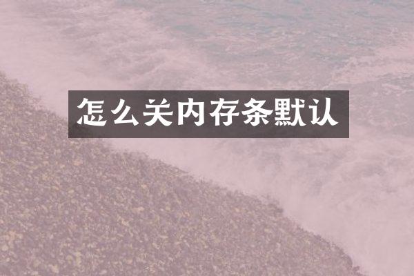 怎么关内存条默认