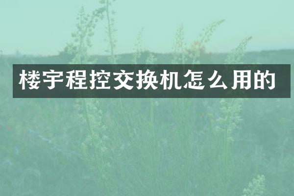 楼宇程控交换机怎么用的