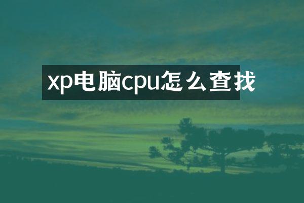 xp电脑cpu怎么查找