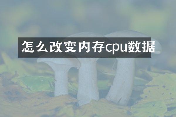 怎么改变内存cpu数据