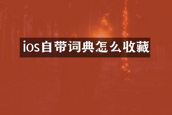 ios自带词典怎么收藏