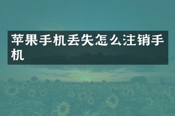 苹果手机丢失怎么注销手机