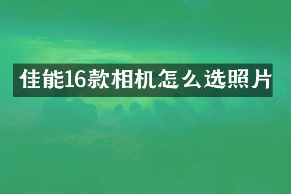 佳能16款相机怎么选照片