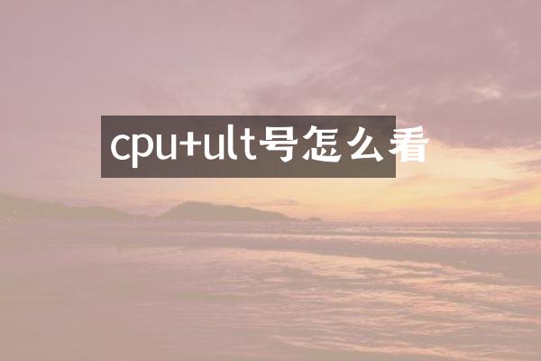 cpu+ult号怎么看