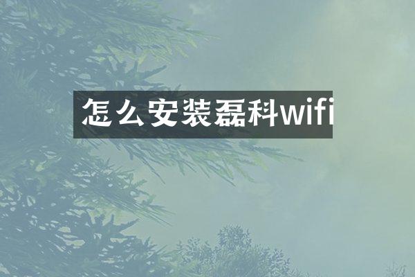 怎么安装磊科wifi