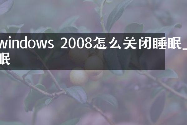 windows 2008怎么关闭睡眠_休眠