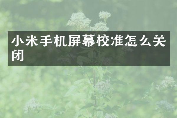 小米手机屏幕校准怎么关闭