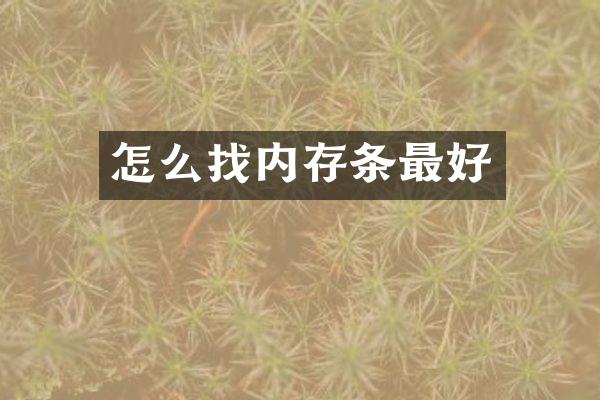 怎么找内存条最好