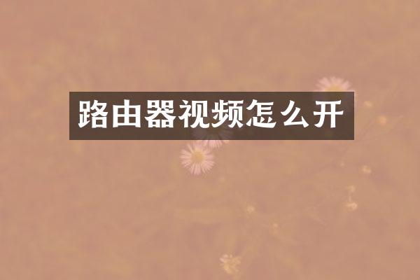 路由器视频怎么开