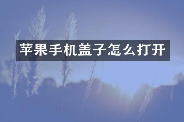 苹果手机盖子怎么打开