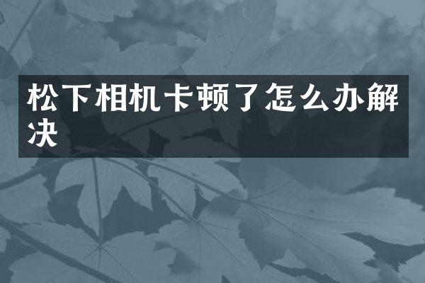 相机卡顿了怎么办解决