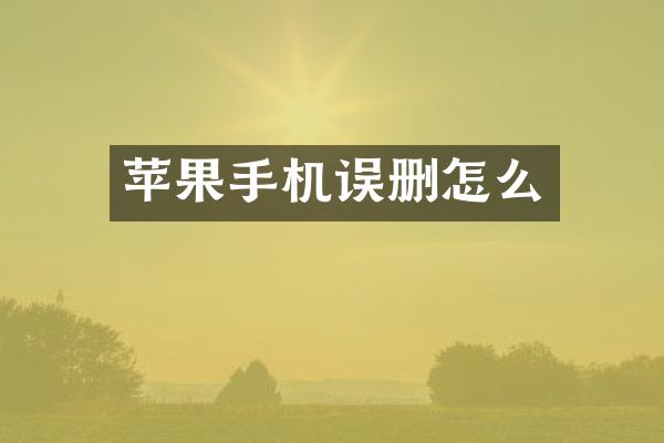 苹果手机误删怎么