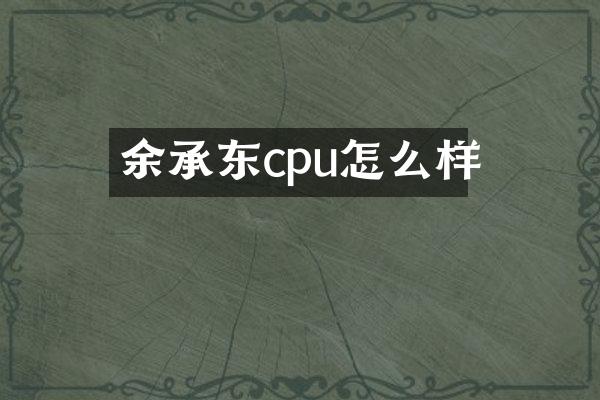 余承东cpu怎么样