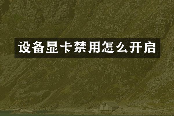 设备显卡禁用怎么开启