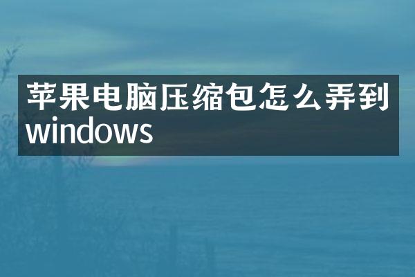 苹果电脑压缩包怎么弄到windows