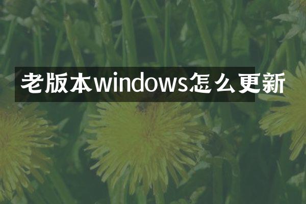 老版本windows怎么更新