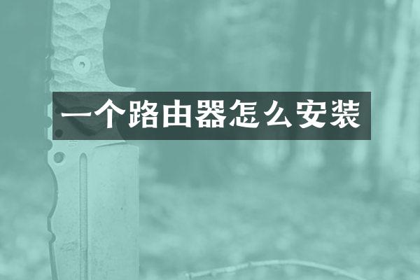 一个路由器怎么安装