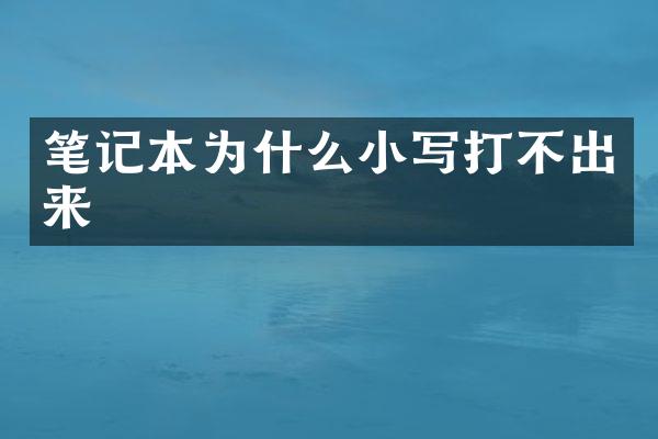 笔记本为什么小写打不出来