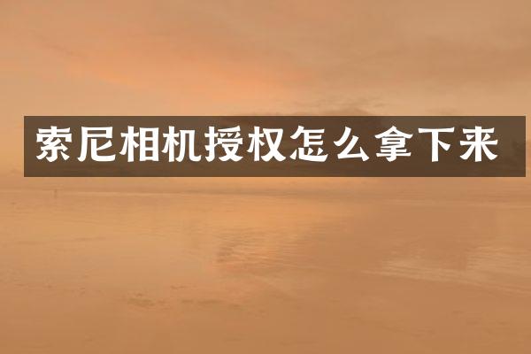 相机授权怎么拿下来