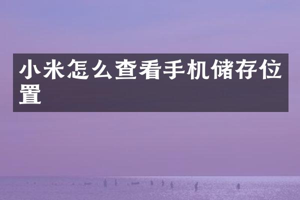 小米怎么查看手机储存位置