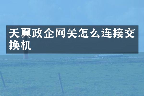 天翼政企网关怎么连接交换机