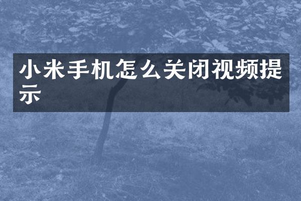 小米手机怎么关闭视频提示