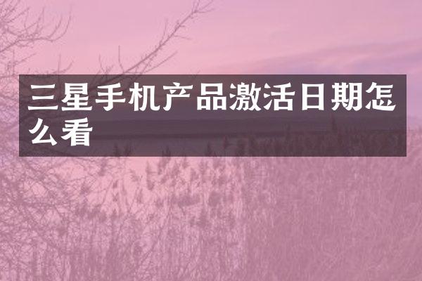 三星手机产品激活日期怎么看
