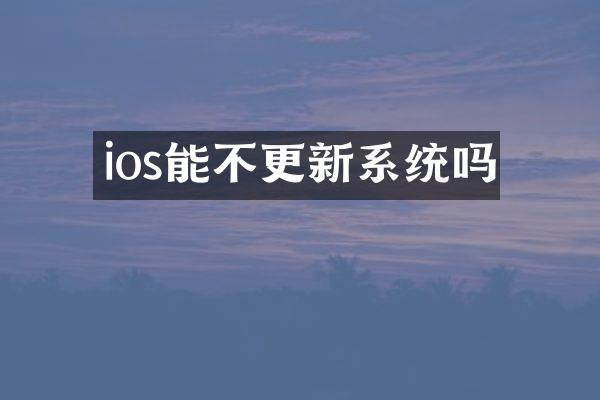ios能不更新系统吗