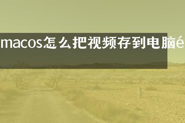 macos怎么把视频存到电脑里