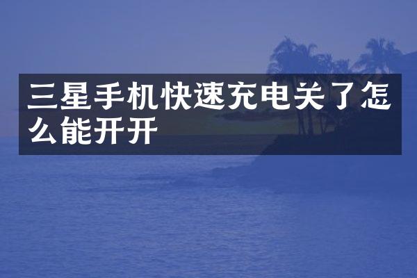 三星手机快速充电关了怎么能开开