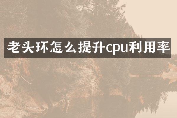 老头环怎么提升cpu利用率