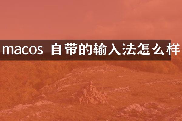 macos 自带的输入法怎么样