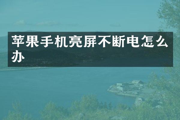 苹果手机亮屏不断电怎么办